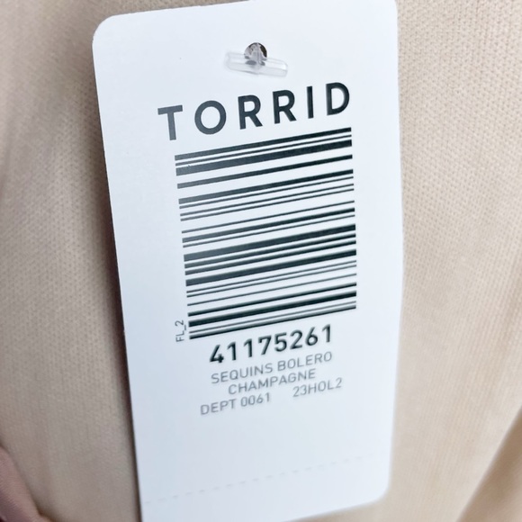 NEW Torrid Sequined Bolero Shrug Champagne Rose Gold Women's Plus Size One Size - Picture 10 of 10